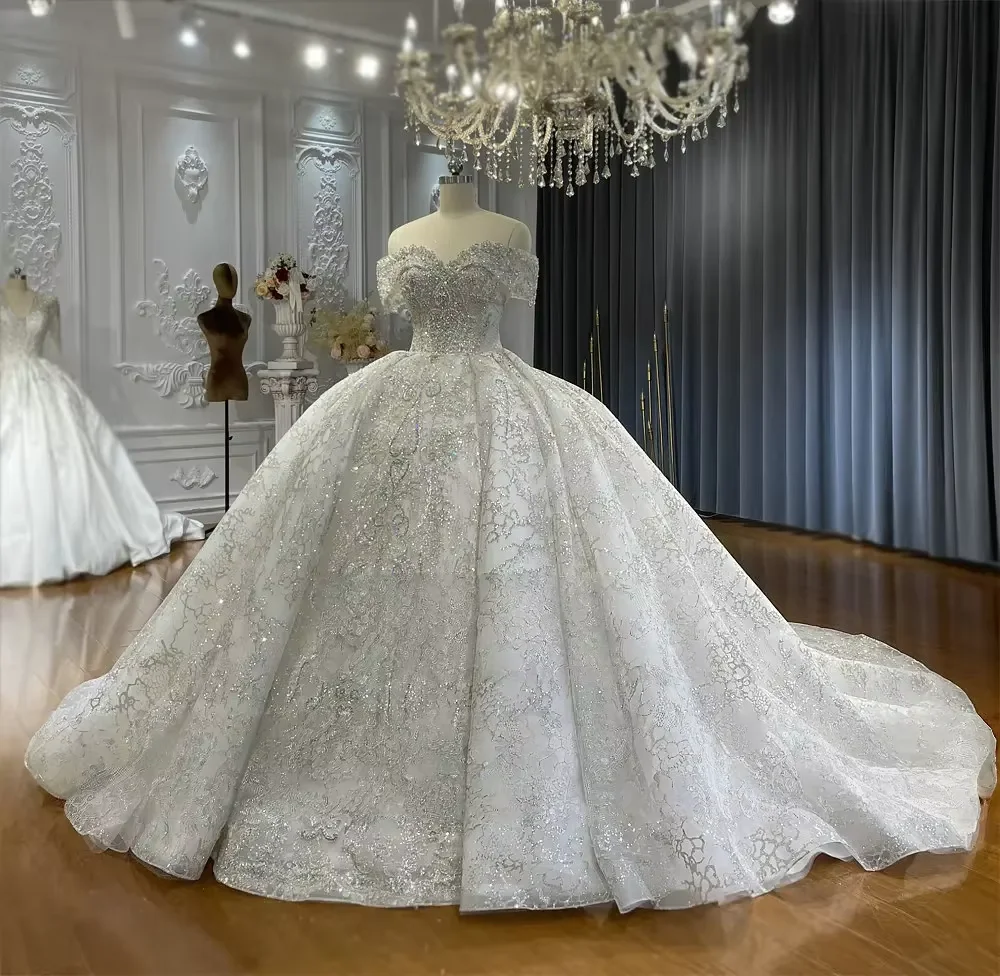 Customized Luxury Off The Shoulder Straps Ball Gown Colorful Wedding Dress With Petticoat Amanda Novias Oficial