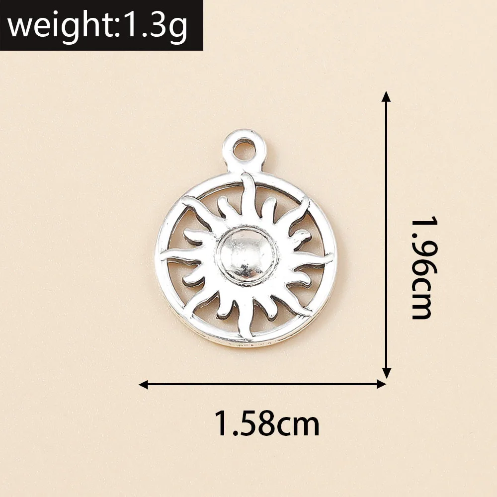 Leslie 10 Stück Gold-Silberfarbene Metall-Anhänger mit griechischen Sonnen- und Mondmotiven, Legierungs-Charms für DIY-Schmuckherstellung, Halsketten, Armbänder, handgemachtes Kunsthandwerk – Detail 16