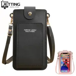 Cellphone Shoulder Bag Women PU Leather Crossbody Bag Mobile Phone Bag New Handbag Card Holder Messenger Bag Flap Wallet Pockets