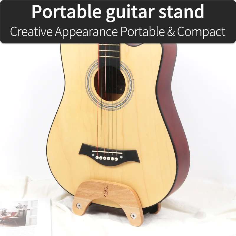 Guitar Stand Creative High Quality Beech Wood Guitar Holder With Protective Sponge Pads Portable Carrying Wood Made Guitar Stand
