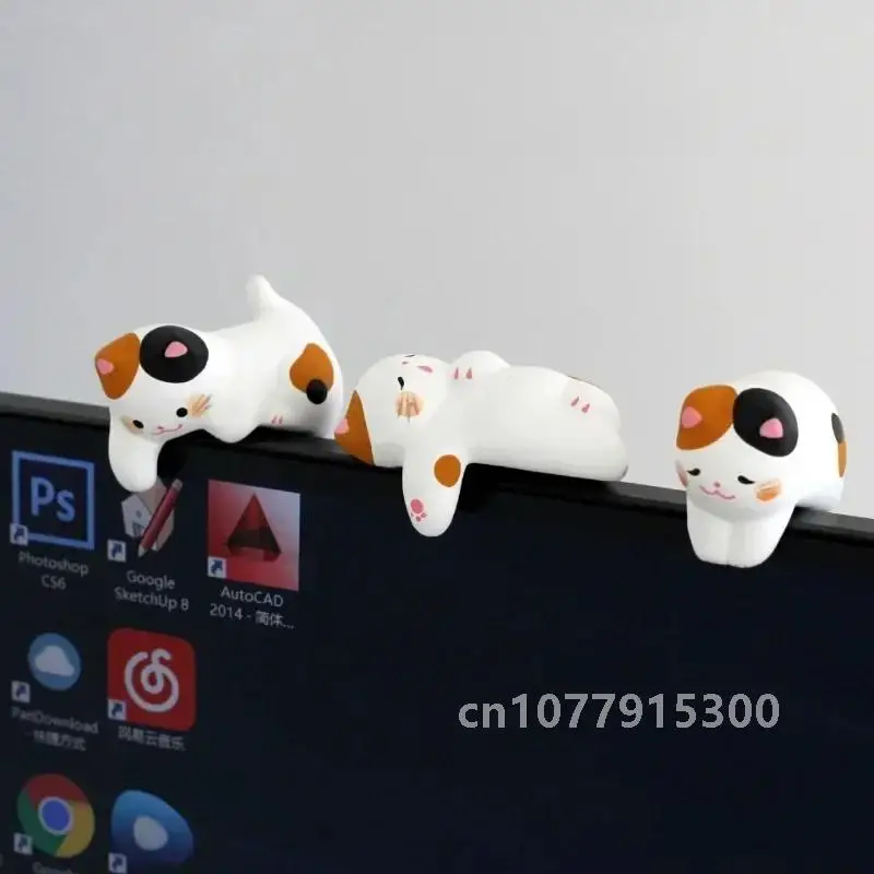 Computer Screen Monitor Small Ornaments Desktop Doll Cat Rabbit Home Decor Lucky Cat Figurine Home Accessories Kawaii