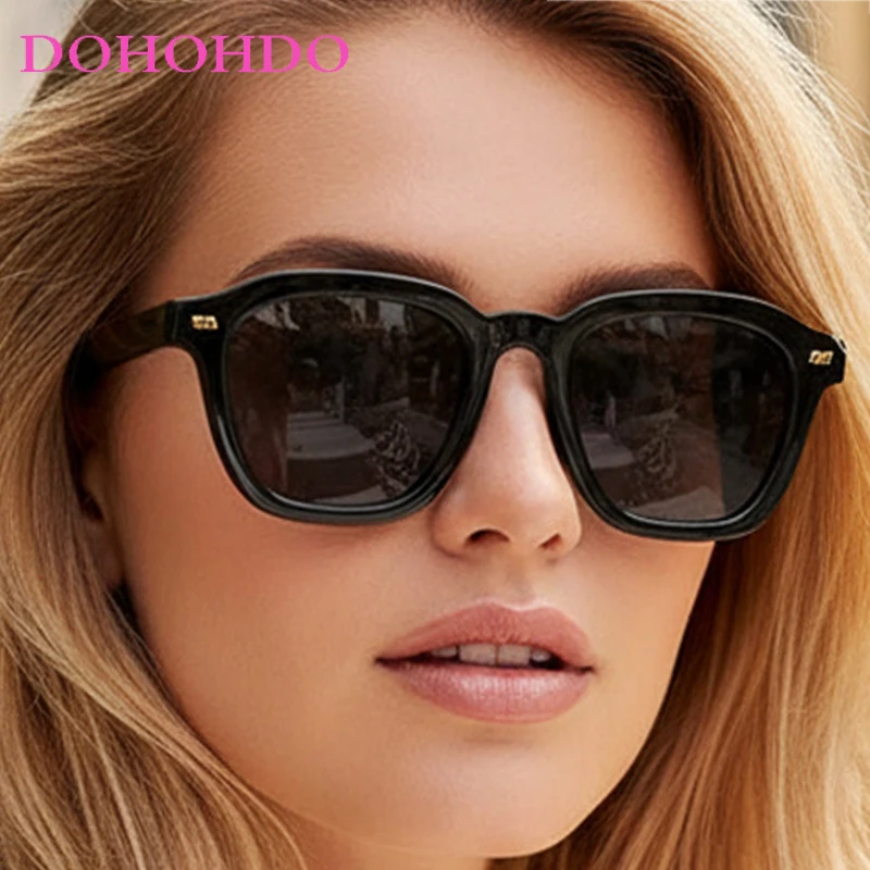 الكلاسيكية شعبية الأرز مسمار إطار مربع النظارات الشمسية النساء الرجال الفاخرة العلامة التجارية تصميم نظارات شمسية الصيف السفر محرك نظارات UV400