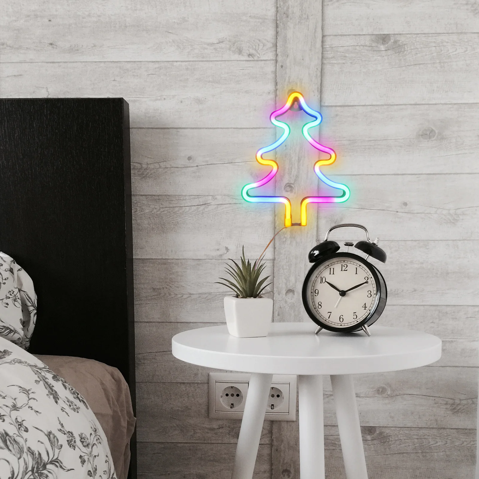 1 قطعة مصباح النيون عيد الميلاد مع تصميم شجرة الإبداعية LED ضوء لغرفة النوم جدار ديكور ضوء الليل احتفالي USB أو بالطاقة