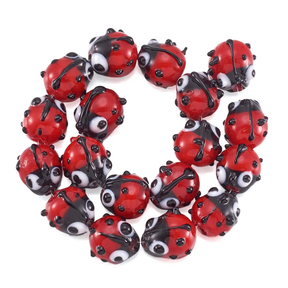 

20pcs/String Red Ladybug Handmade Lampwork Beads Spacer Beads For Jewelry Making Bracelets Earrings Diy Accessories