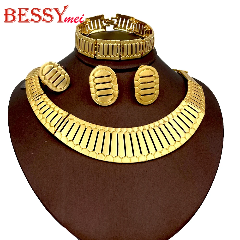 

Hight Quality 18K Gold Plate Big Jewelry Set Exaggerate Statement Chunky Bracelet Necklace Set Africal Dubai Jewellery Gift 2025