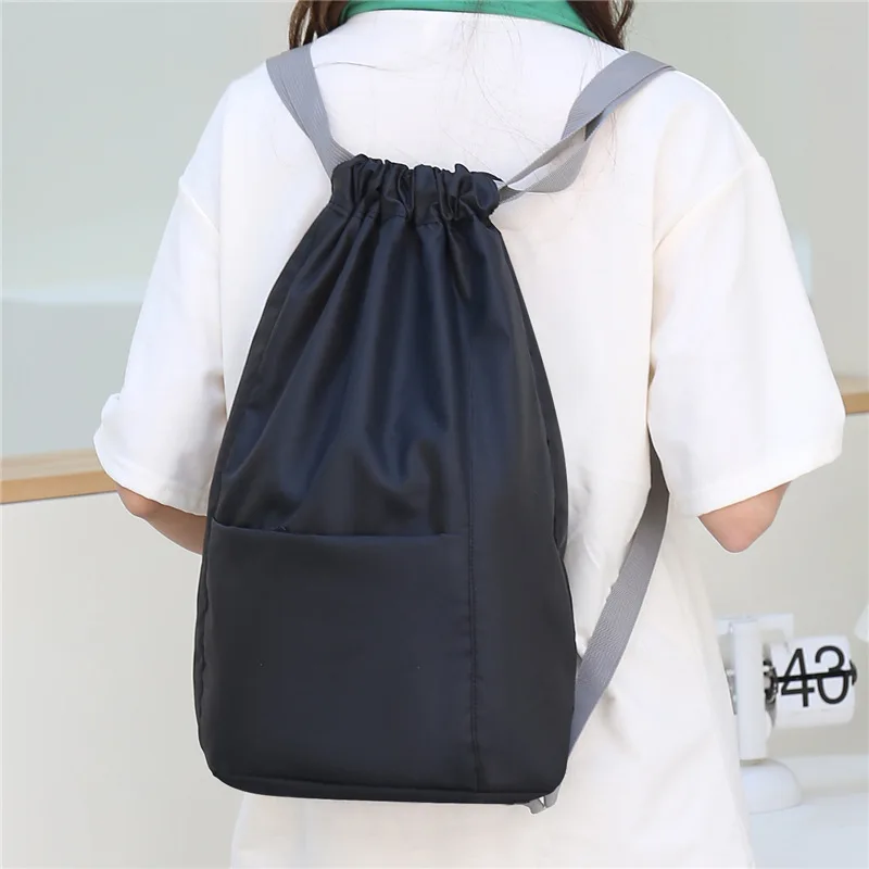 Drawstring Shoulder Bag Female Outdoor Travel Fitness Sports Bag Lightweight Shoulder Bag Bundle Pocket Backpack Gym Bag Men