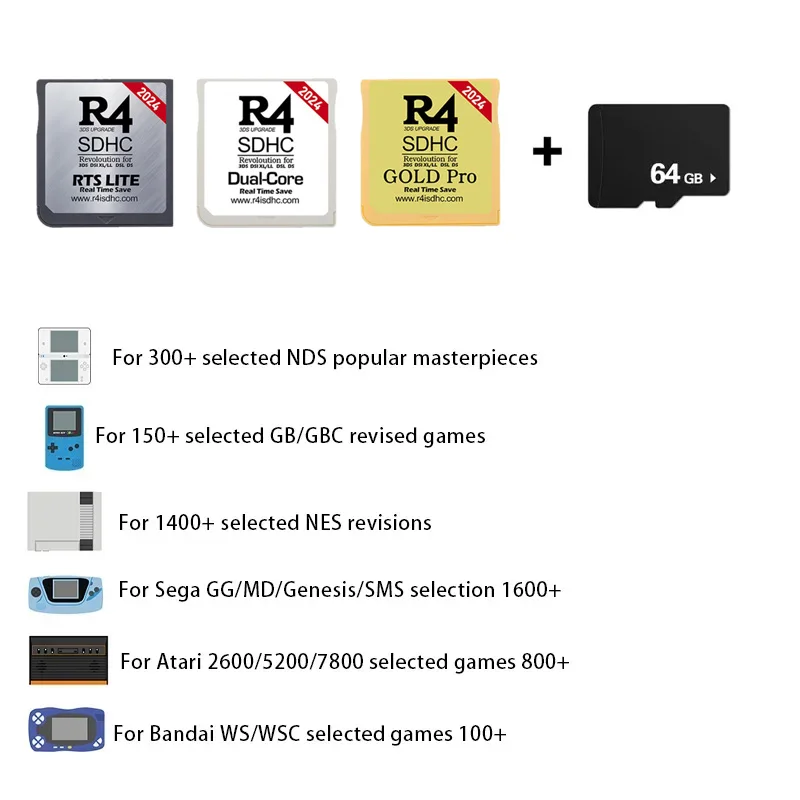 2024 R4 SDHC Adapter Flash Card 6000 in 1 per 3DS DSL XL/LL Secure Digital Memory Card Game Card Burning Card accessori per giochi