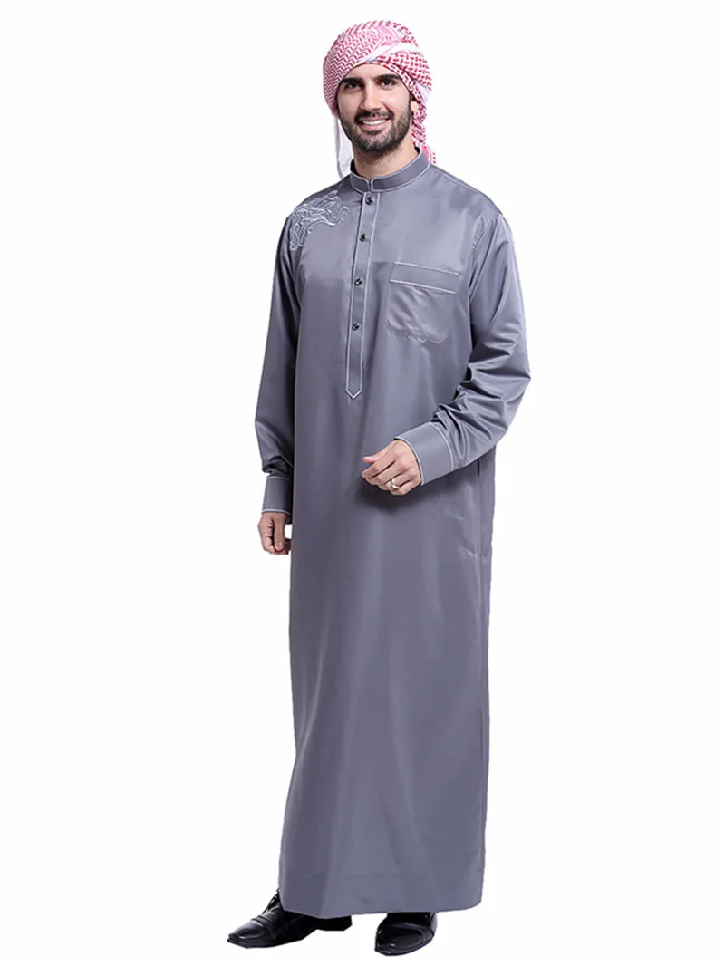 Nowe męskie szaty muzułmańskie na bliskim wschodzie z haftem męskie tradycyjne ubrania cztery pory roku mogą nosić łatwe do czyszczenia