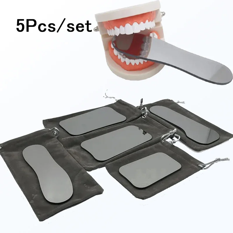 

5Pcs/set Dental Intraoral Photographic Glass Mirror Rhodium Occlusal Double-Sided Mirrors Glass Material