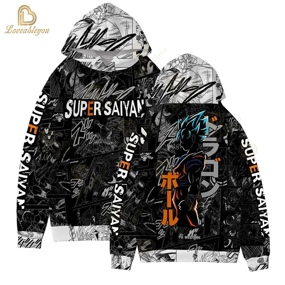 New Dragon Ball Anime Print Hoodie Boys Fashion Hooded Clothes Children Cartoon Top for 4 6 8 10 Years Kids Birthday Wear