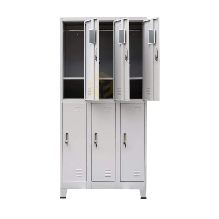 Workshop 6 Door Industrial Steel Locker Cabinet Metal  Wardrobe Storage with Hanging Bars