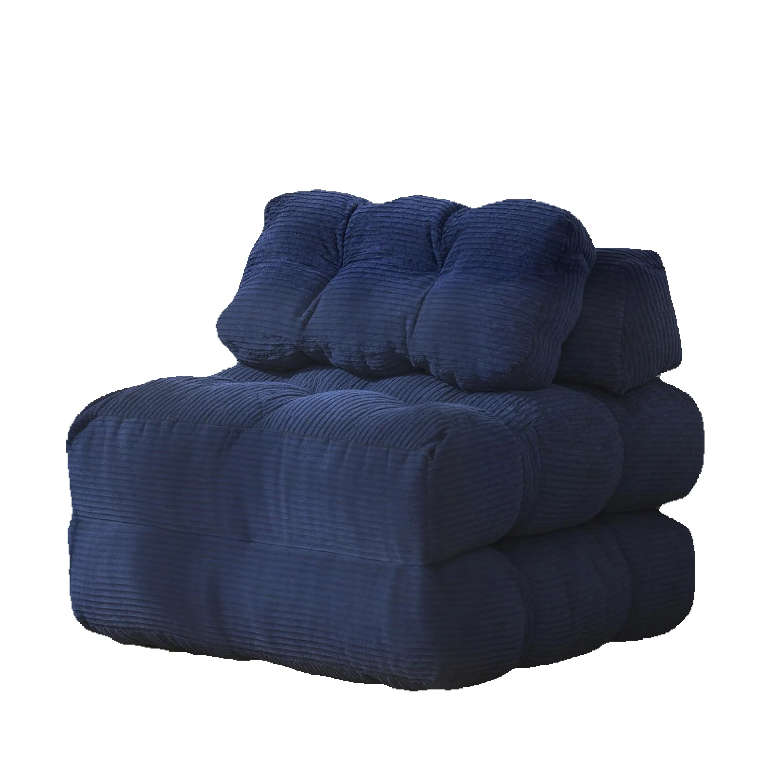 Faltbares Schlafsofa – Konvertierbarer Schlafsessel mit Kissen, faltbare Matratze und Seitentasche, tragbarer Klappsessel, bequemes Bodensofa für Wohnzimmer und Schlafzimmer, blau, Einzelbett