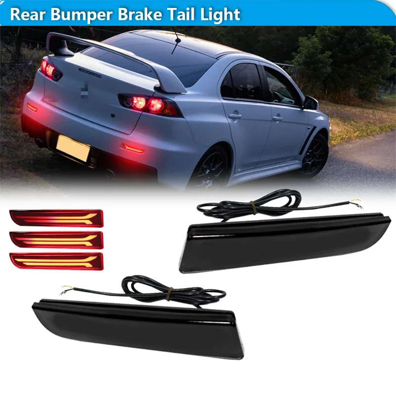 

For Mitsubishi Lancer Outlander Evolution X Rear Bumper Reflector Tail/Brake Lights LED Rear Fog Lights w/ Dynamic Turn Signal