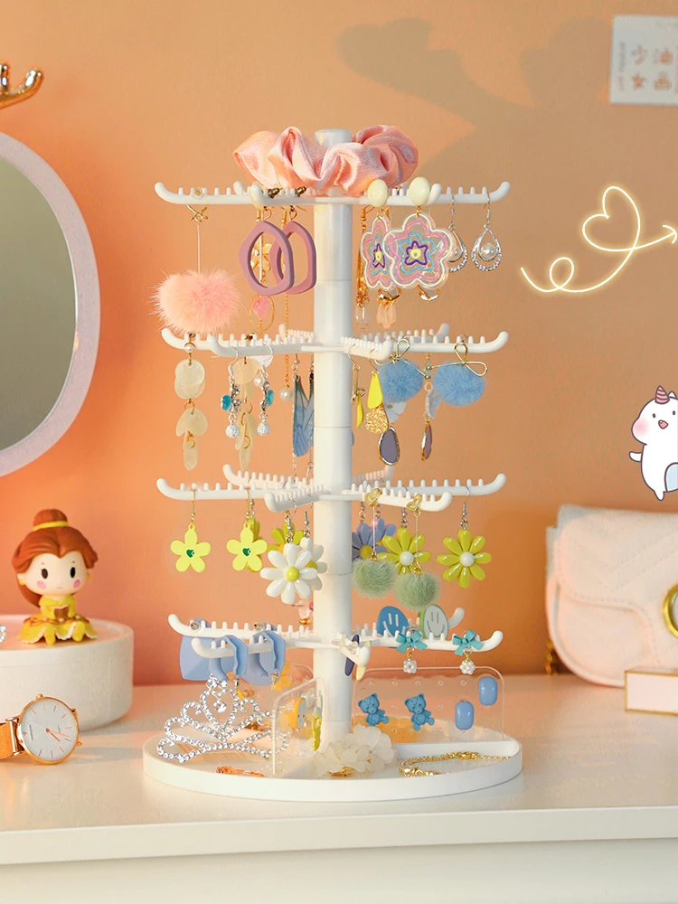 حامل عرض للأقراط وحامل للقلائد والمجوهرات على شكل شجرة، رف تخزين للمدخل، رف تعليق منزلي من البلاستيك الأبيض #3