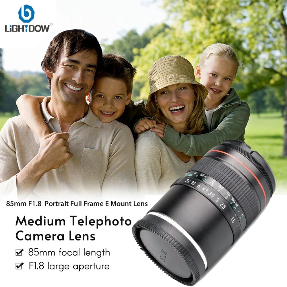 Lightdow 85mm F1.8 Medium Telephoto Portrait Full Frame E Mount Lens for Sony A9 A7R A7S A7 NEX-7 NEX-6 NEX-5 A6500 A6300 A6000