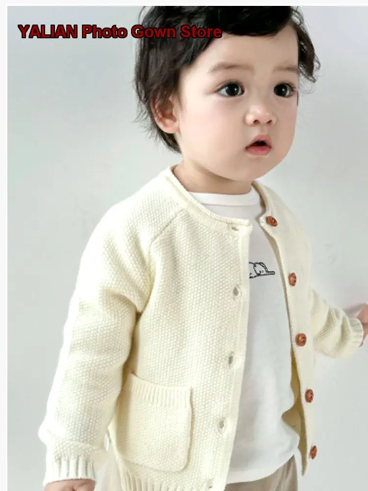 Spring Autumn Cardigan Infant Knit Top Cartoon Pattern Boys Girls Base Layer Top Baby Winter
