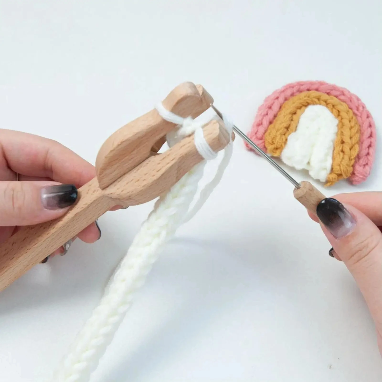 Knitting Fork and Needle Kit Wooden Hand Weaving Ancient Cording Tool Wooden Lucet Fork Weaving Needle