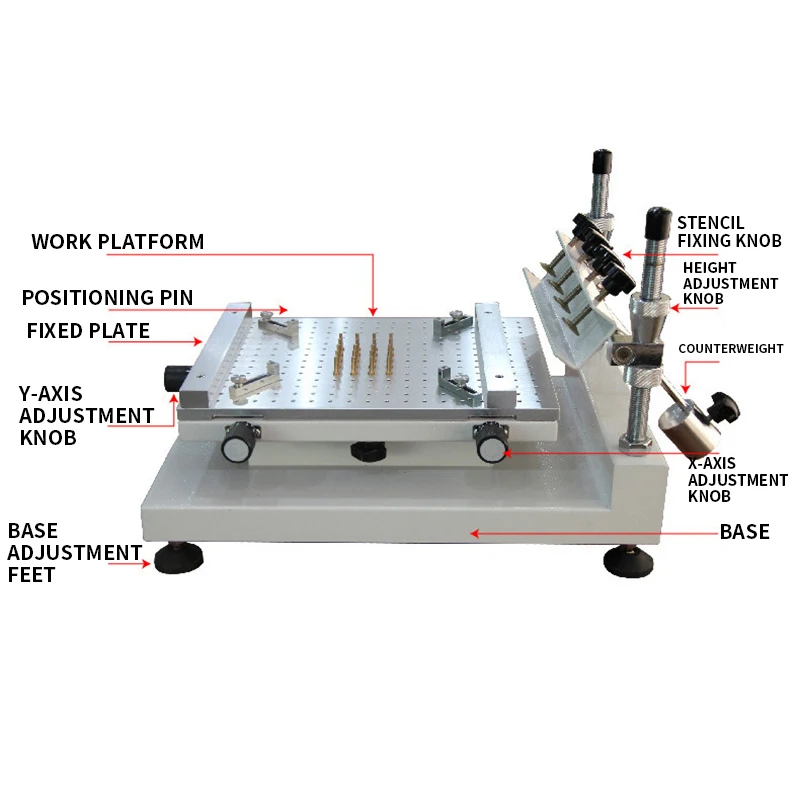 Manual Screen Printing Table ZB3040H Precision Screen Printing Table 250*400mm Printing Area Solder Paste Printing Table