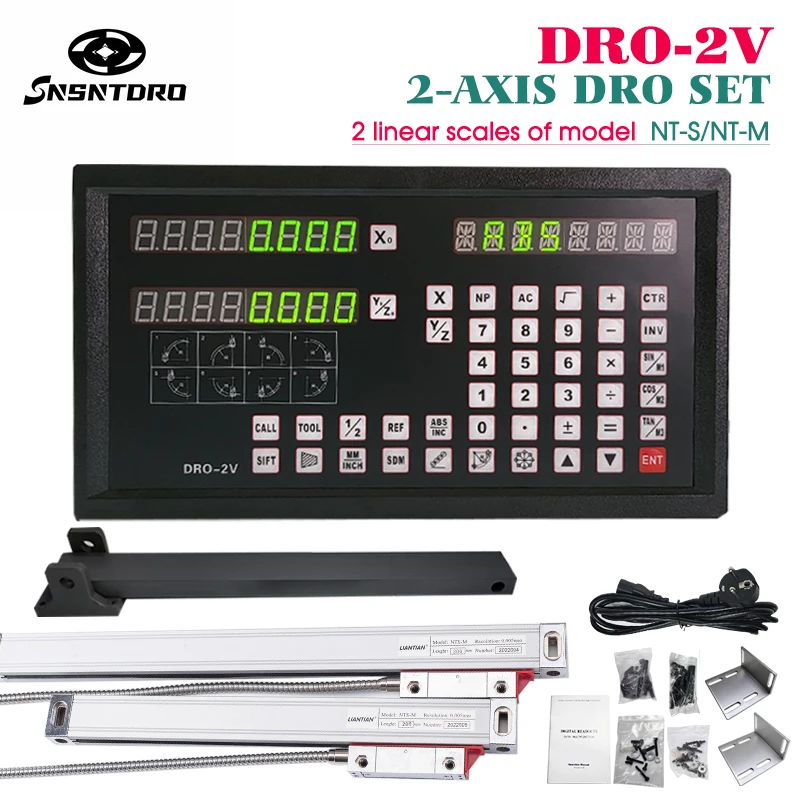 

Professional Digital Readout DRO-2V Display AC90-260V and Linear Glass Scale Encoder Grating Ruler For Lathe milling machines