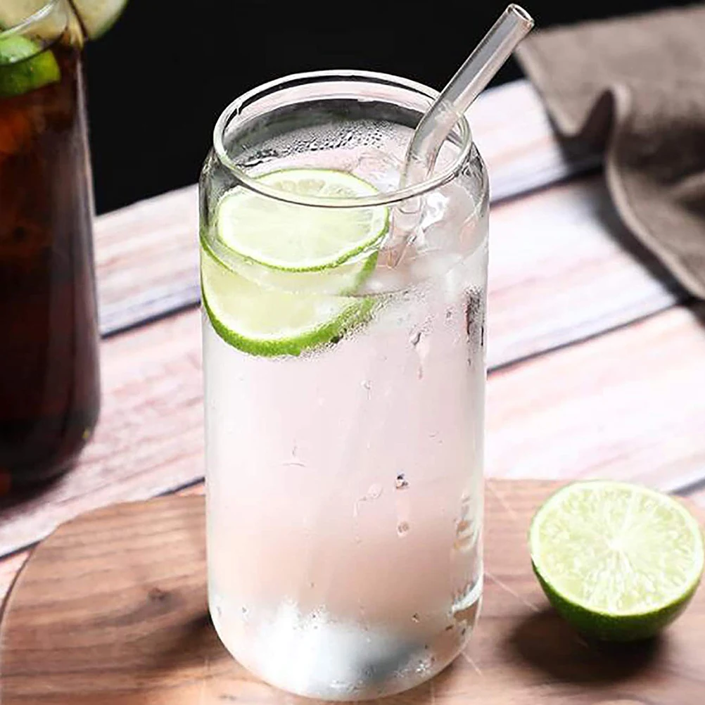 

2 Sets Glass Water Straw Mugs Beverage Drinking Jars Juice Milk Tea Cups Household Drinkware Comfortable Handle Lid Design Keep