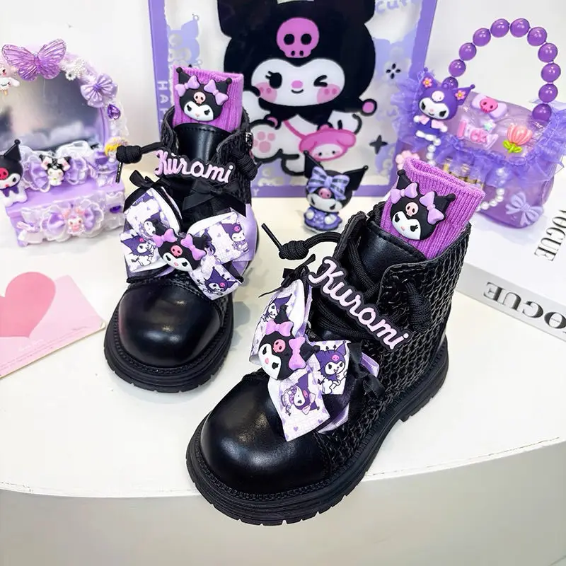 

Kawaii Kuromi Sanrio Student Cute Cartoon Comfortable Warm Boot Children Anti Slip Ankle Boots Flat Shoes Birthday Gift for Kids