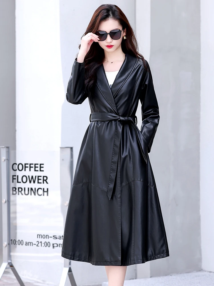 Giacca in Pelle di Pecora per Donna, Lunghezza Media, Alta Qualità, Primavera-Autunno, Elegante per il Lavoro, Manica Lunga