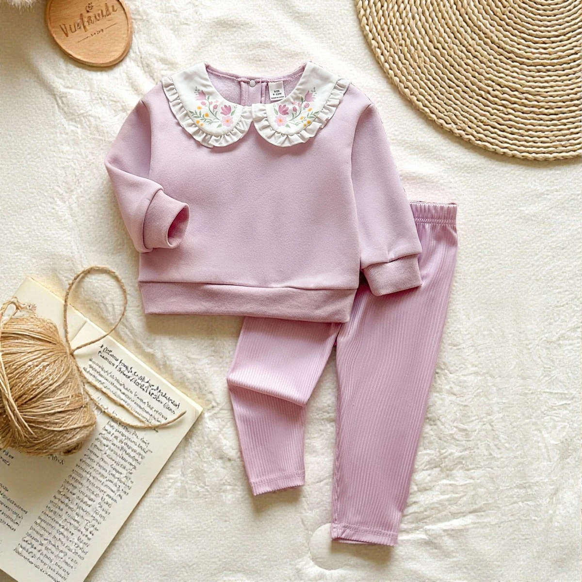 2025 New Spring 1-3Y Infant Baby Girls Autumn Clothing Set Long Sleeved Embroidery Pullover+Pants Toddler Baby Clothes Suit