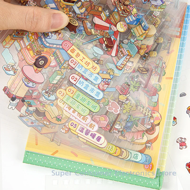 10 Simulation Scene Miniature Scene Collection Book Chinese Style Landscape Stickers 3d Three-dimensional Hut