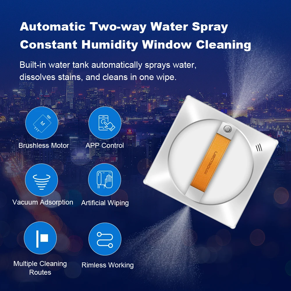 Window Cleaning Robot Liectroux YW710,Double Water Spray,Laser Sensor,Home Floor Windows Robot Vacuum Cleaner,App&Remote Control