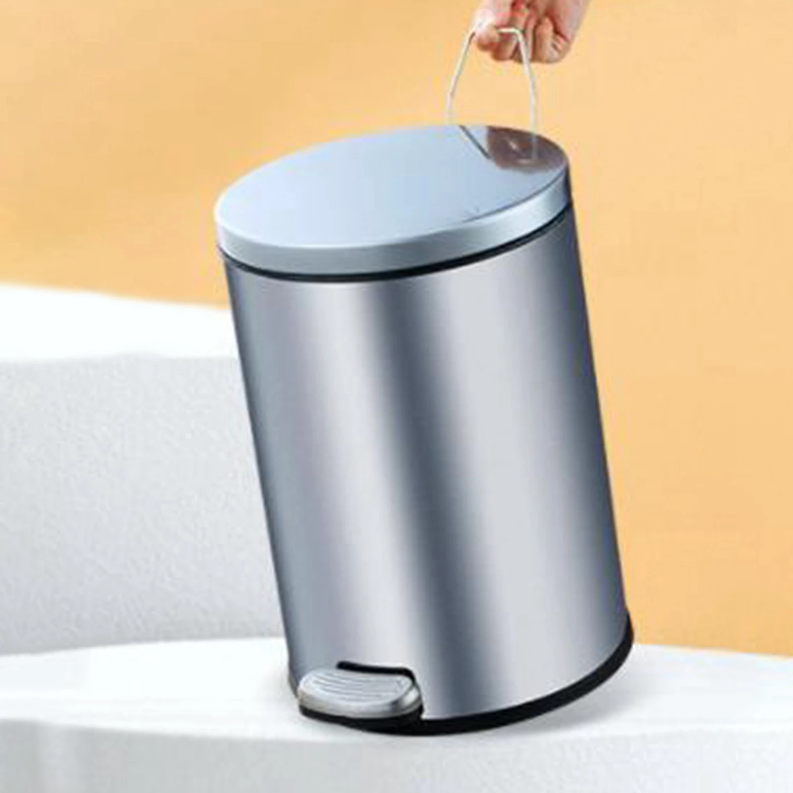 Step Trash Can Soft Close Lid & Step Foot Pedal Paper Bins Rust Proof 6L Foot Pedal Garbage Bin for Kitchen Hotel, Office Home