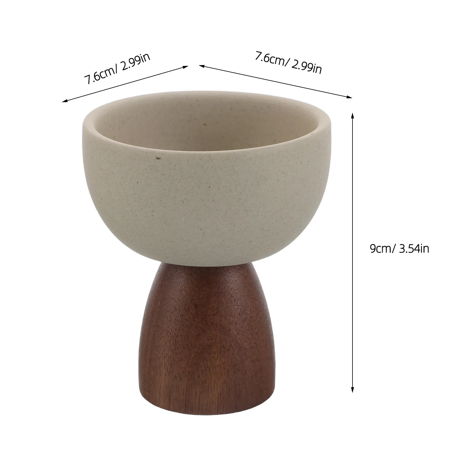 Ceramic Dessert Bowl Wood Base High Footed Pedestal Ice Cream Pudding Mousse Jelly Serving Dish Reusable Footed Bowl