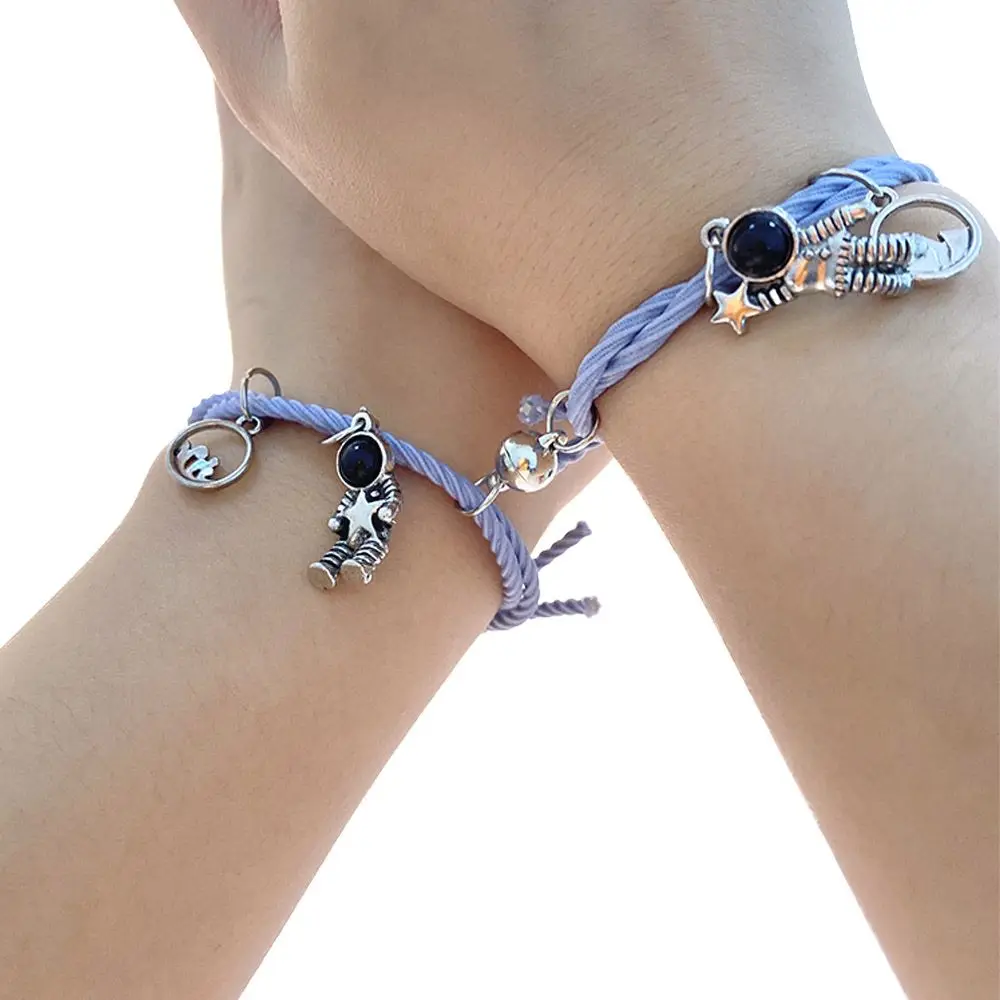 Women Attractive Alloy Mountain and Sea Lover Men Magnet Wristband Couple Bracelet Valentine's Day Gift Eachother Hand Rope