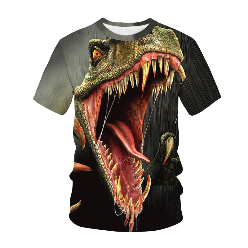 Dinossauro do parque jurássico unissex camiseta estampada em 3D, roupas infantis, camiseta casual, tops para meninos e meninas, moda verão