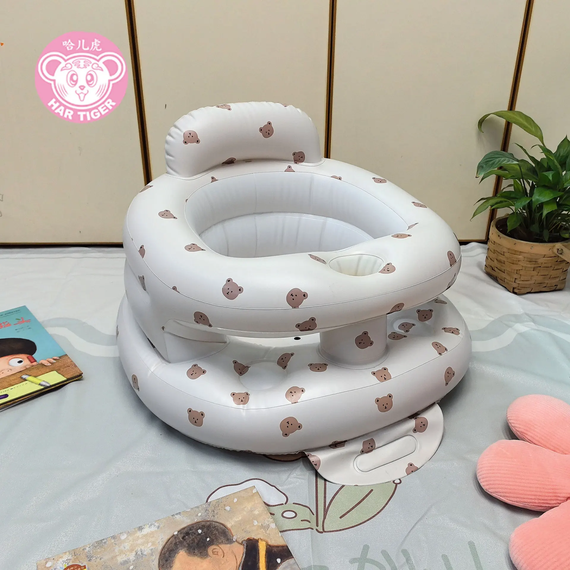 Portable Baby Bath Chair Inflatable Puff Sofa for Toddlers PVC Bathtub Seat Multifunctional Training Stool for Sitting Practice