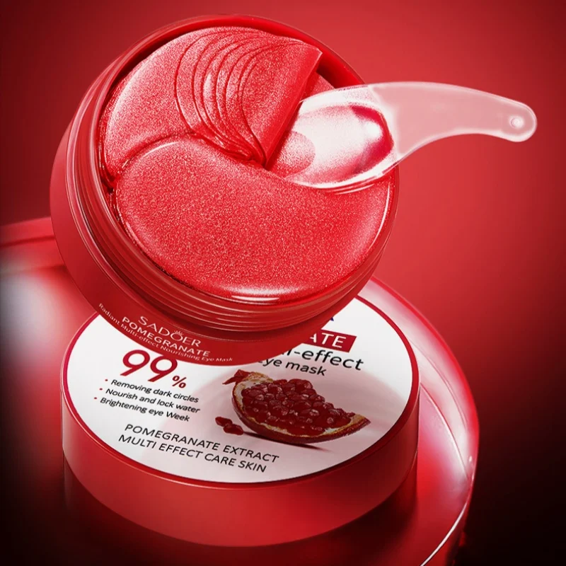 Red Pomegranate Eye Mask, a Multi-Effect Care Product with Moisturizing and Nourishing Properties, Can Effectively Improve Dark Circles Around the Eyes, Reduce Dry Lines and Fine Lines on the Skin Around the Eyes, and Make the Skin Around the Eyes Plump, Delicate, Smooth, and Radiate a Youthful and Beautiful Glow.