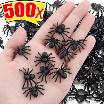50/500PCS Kleine Gefälschte Schwarze Spinnen Halloween Dekoration Horror Spinne DIY Party Spukhaus Prop Lebensechte Insekten knifflige Spielzeuge
