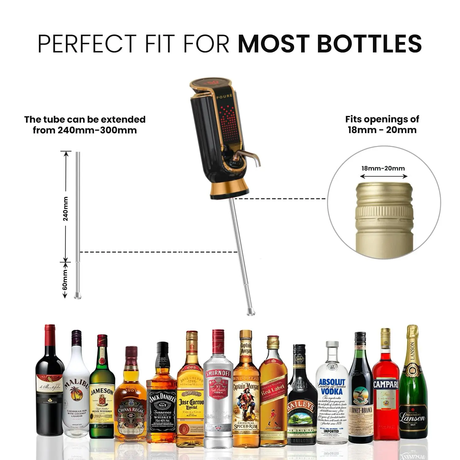 와인 디스펜서 에어레이터 및 진공 스토퍼 전기 주류 디캔터 와인 온도 모니터용 포어러 및 보존기