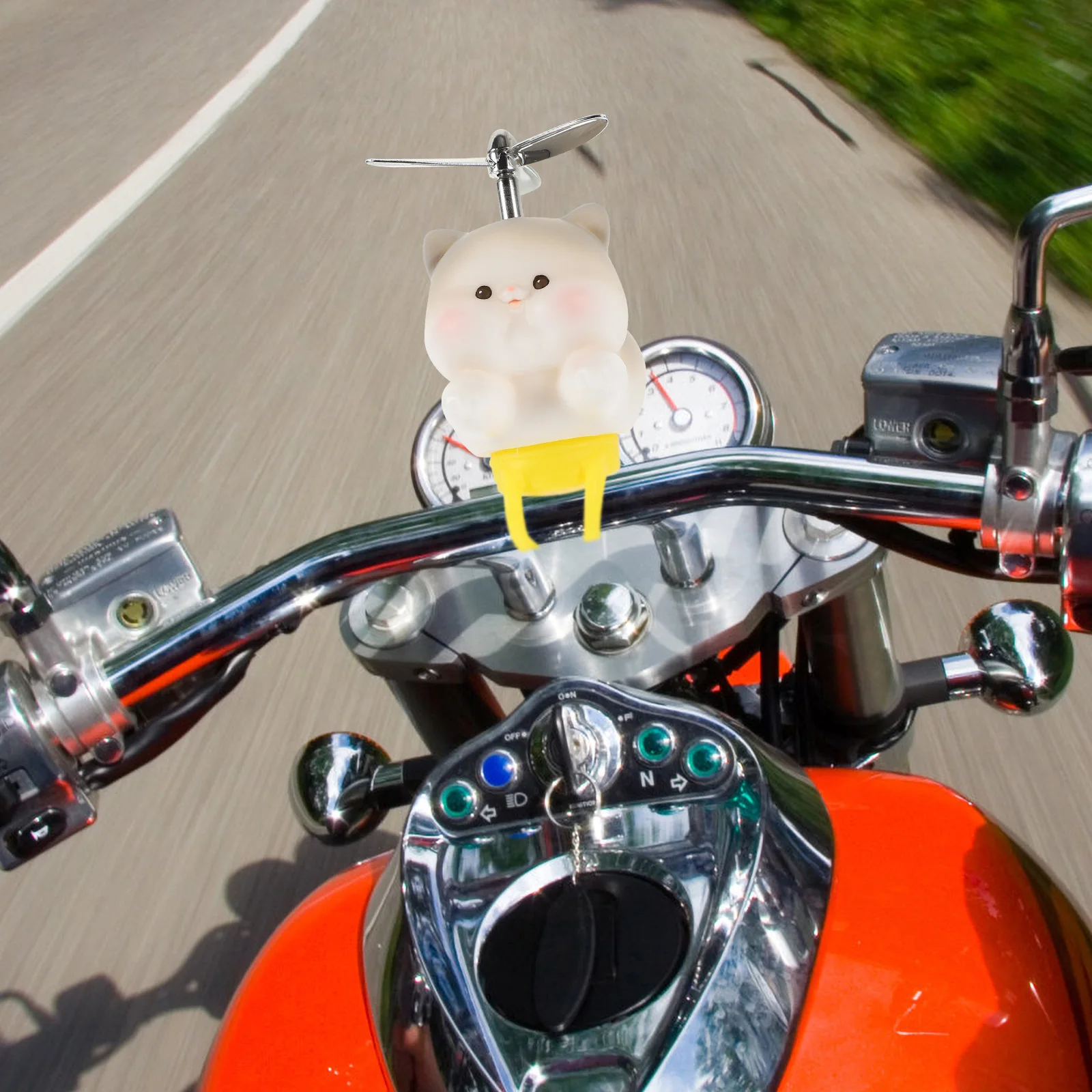

Kitten Windmill Ornaments Motorcycle Handlebar Accessories Bike Grey Decorations for Cat