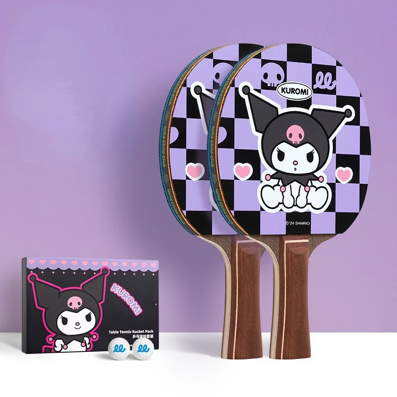 

Sanrio anime kawaii Kuromi professional table tennis racket cute adult student universal cartoon single racket set holiday gift