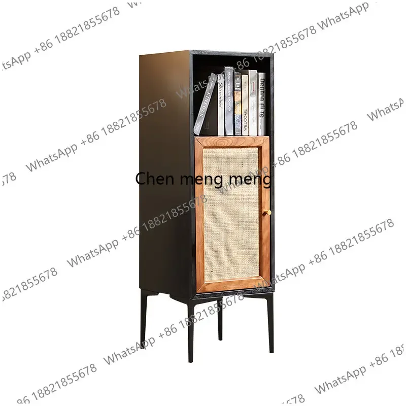 a55 Solid wood rattan three-bucket cabinet medieval wabi-sabi wind high and low combined cabinet storage, locker