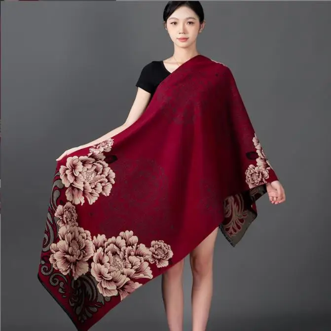 Fashion Shawl Cashmere Wrap Scarf Women Shawl Scarf Ethnic Style Warmth Luxury Warm Scarves Floral Women Jacquard Weave Shawl