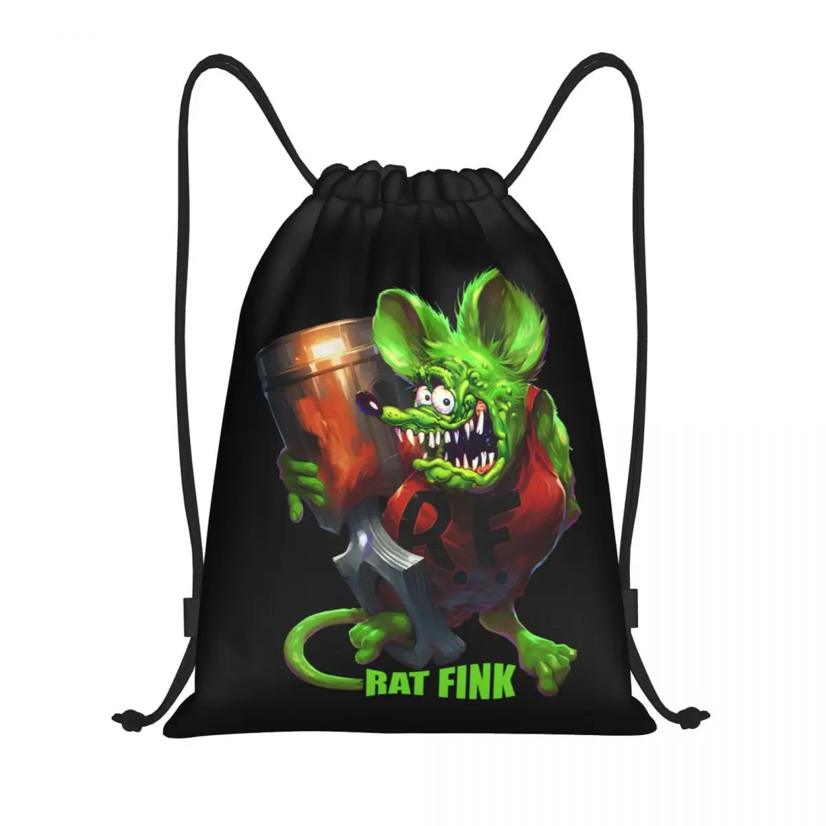 Funny Rat Fink Animation Anime Cartoon Drawstring Bag Women Men Portable Gym Sports Sackpack Training Backpacks