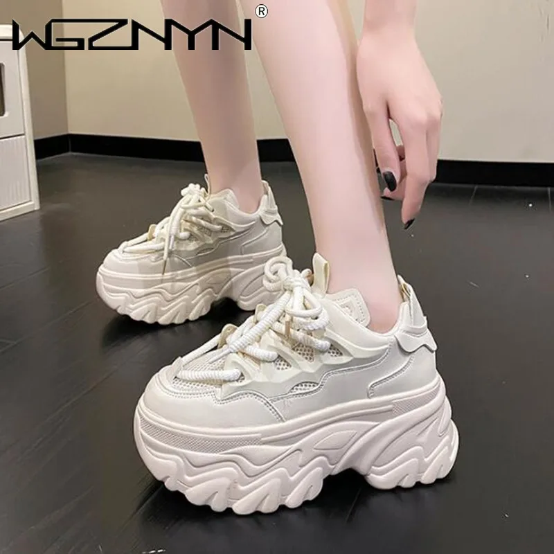 8.5CM New High Platform Sneakers Women Thick Sole Sports Ladies Trainers Vulcanized Shoes Woman Chunky Sneakers Zapatillas Mujer