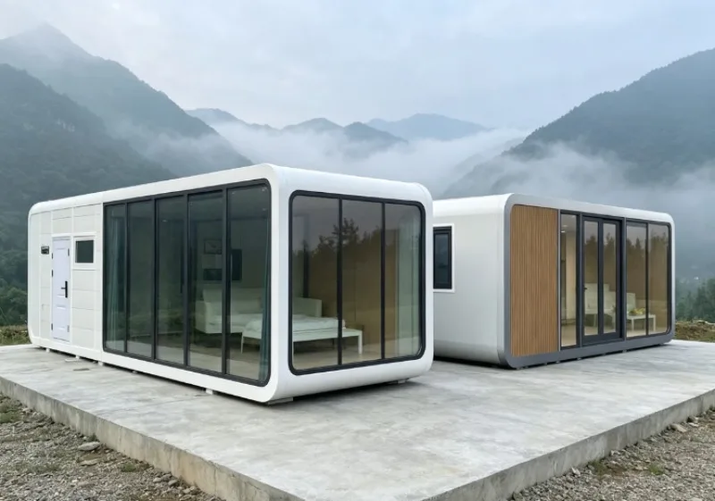 Multi-Functional Prefab Apple Capsule Home With Full Kitchen And Bathroom For Outdoor Camping, Hotel And Mobile Office Business
