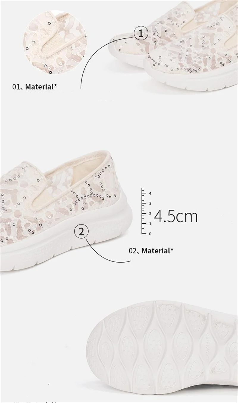 J & m-sapatos casuais de malha respirável para mulheres, tênis plataforma, slip-on, branco, preto, esportes, caminhadas, primavera e verão