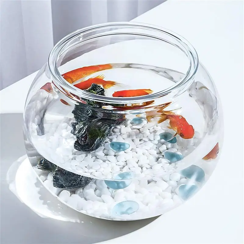 Mini Plastic Fish Bowls Round Aquarium Clear Keeper Tanks Vase Pot Goldfish Diy Snow Ornamental Small Home SelfCirculating