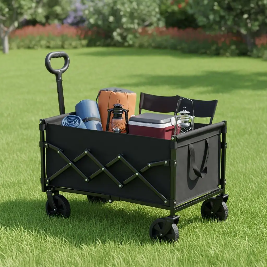 

Портативная складная тележка 120 л, 225 фунтов, для пляжа, продуктов, сада, с усиленными колесами для любой местности, регулируемой ручкой, для использования на открытом воздухе