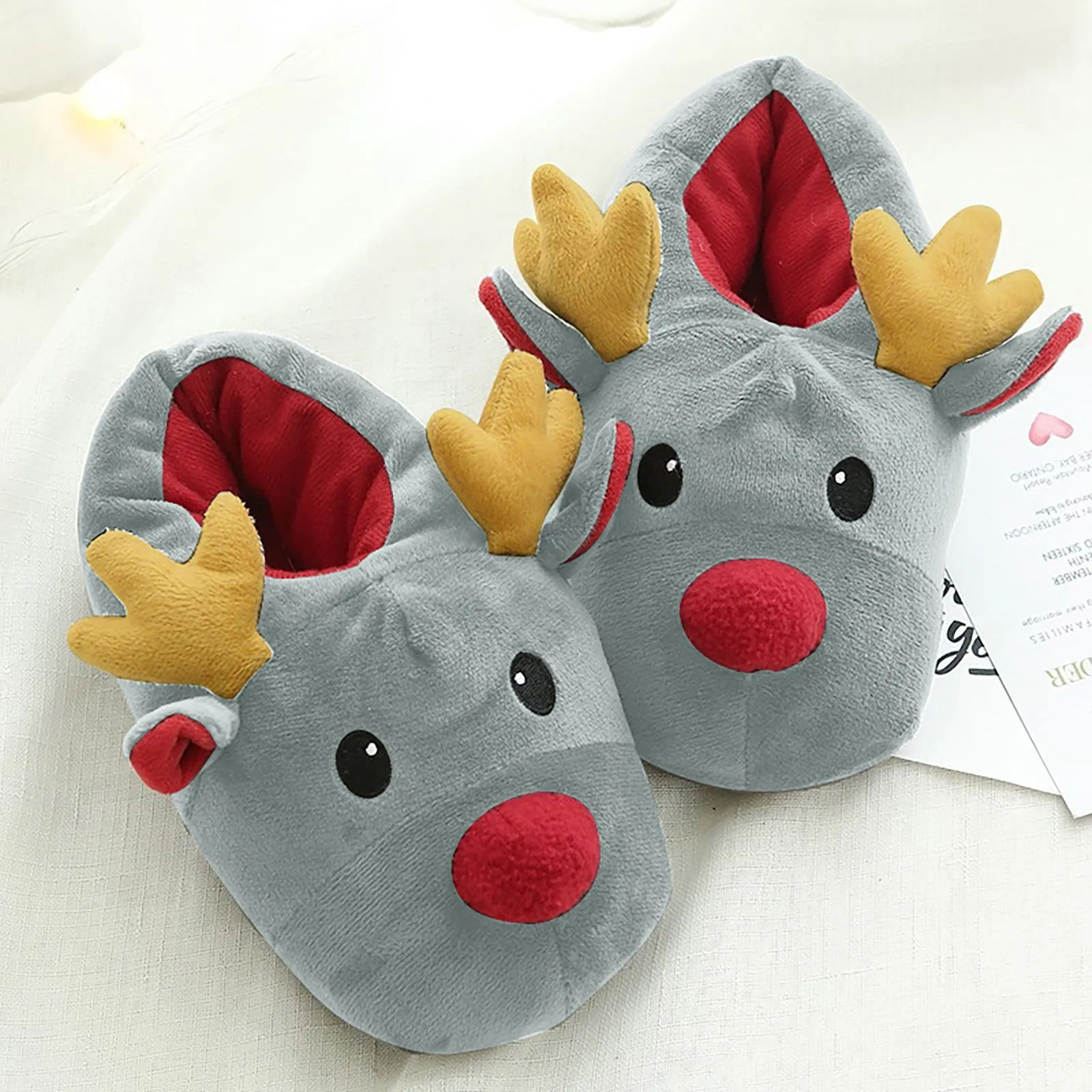 Cute Cartoon Christmas Deer ciepłe miękkie kapcie piękne pluszowe buty miękkie antypoślizgowe pantofle domowe zimowe kryte ciepłe kapcie damskie