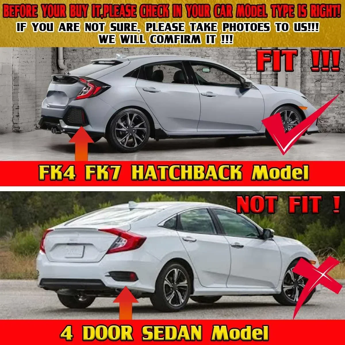 FK4 FK7 Car Rear Spoiler Wing Extension For Honda Civic 5 Door FK4 FK7 Hatchback 2016-2021 Rear Trunk Spoiler Lip Wing Body Kit