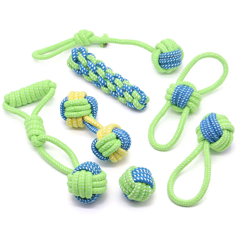 

7pcs/set Bite Resistant Rope Knot Dog Chew Toy Relieve Boredom Teeth Grinding and Cleaning Dog Toys Interactive Puppy Supplies